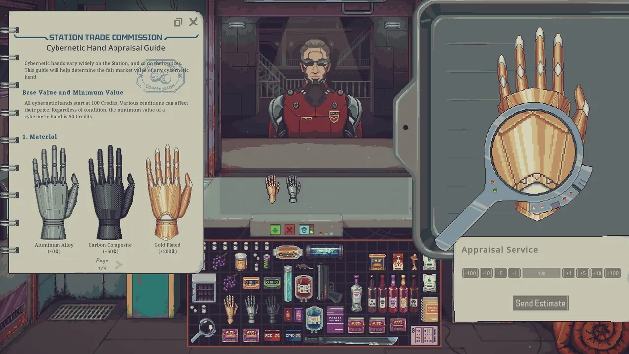 Probably Stolen station trade commission appraisal of an augmented hand