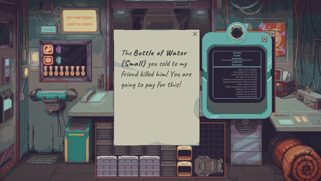 Probably Stolen bottle of water complaint note from a customer
